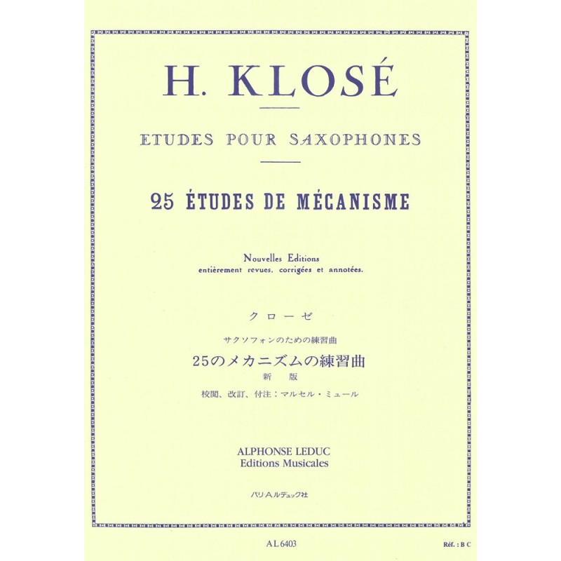 KLOSE 25 etudes mecanisme