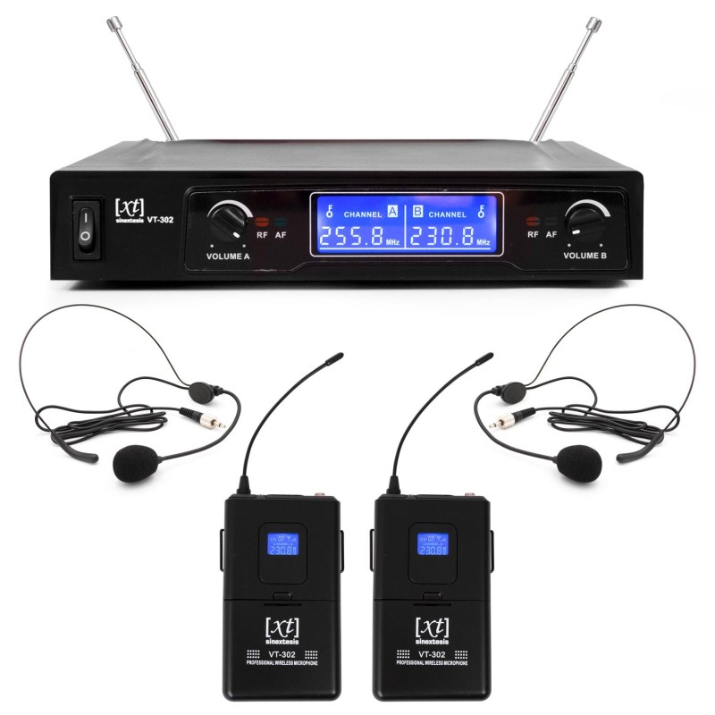 SINEXTESIS RADIOMICROFONO VHF DOPPIO, BODYPACK + ARCHETTO 256.90MHz - 224.90MHz