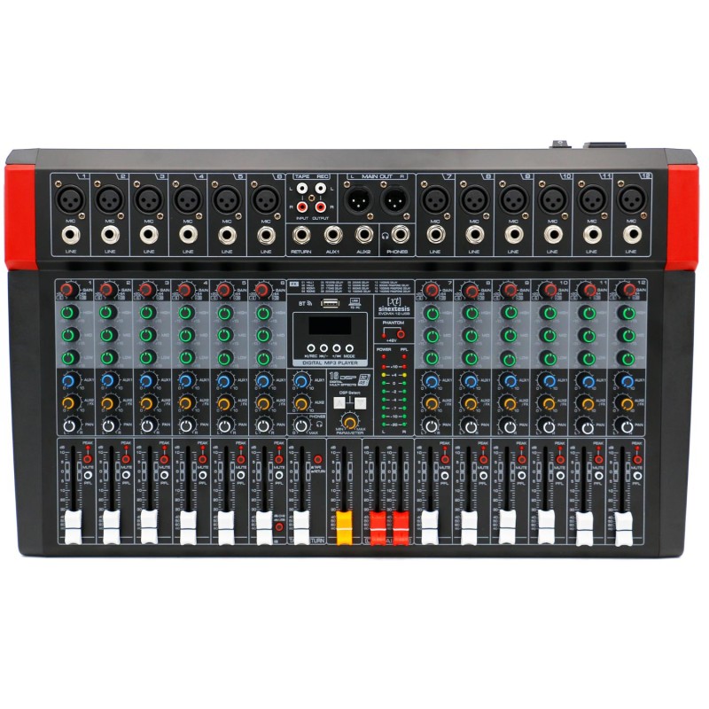 SINEXTESIS MIXER 12 CANALI, MULTIEFFETTO DSP, INTERFACCIA USB, LETTORE MP3, BLUETOOTH