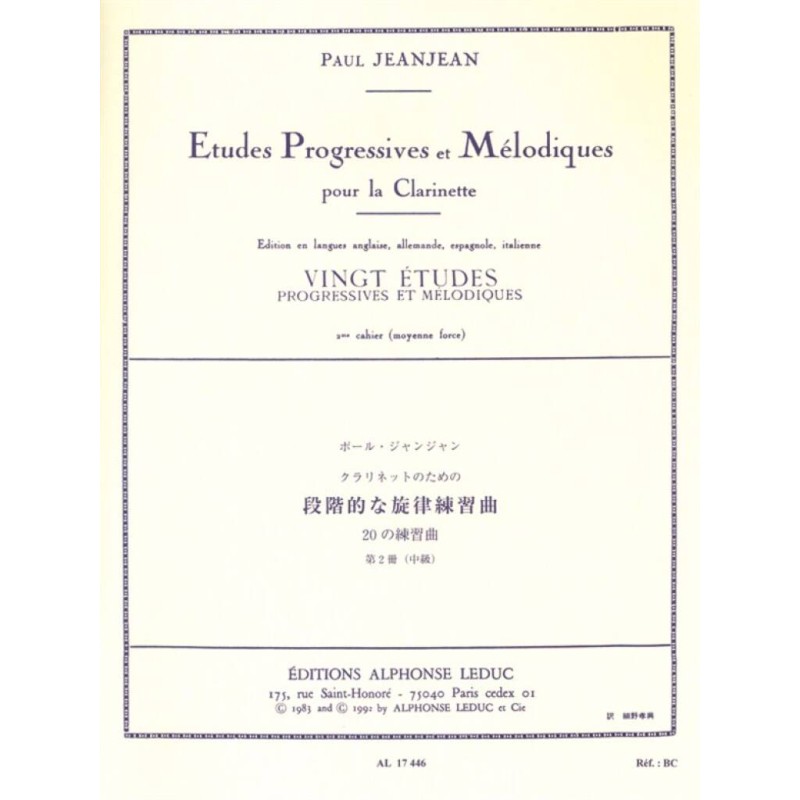 Paul Jeanjean VINGT ÉTUDES PROGRESSIVES ET MELODIQUES, VOL. 2